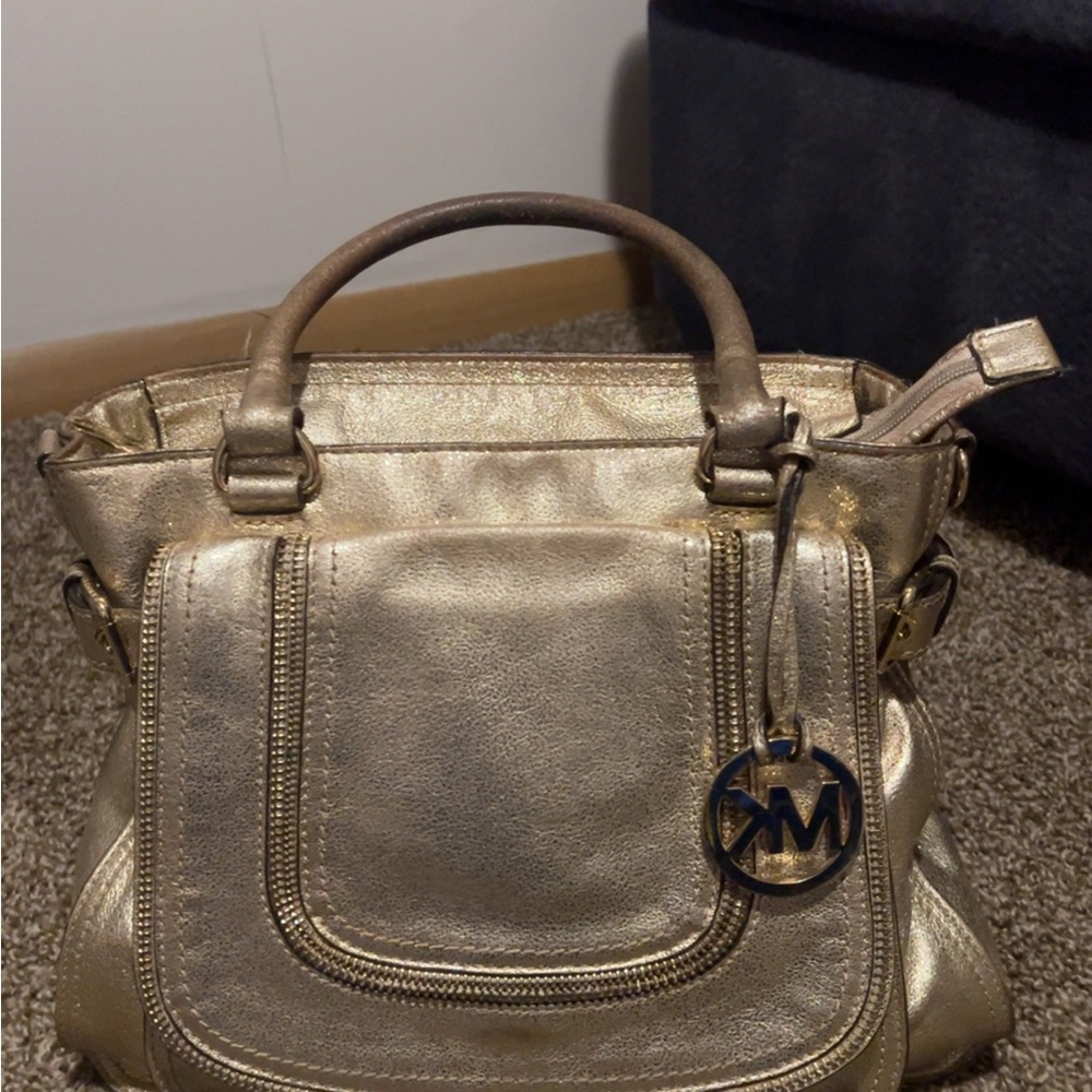 Michael Kors Metallic Gold Leather Shoulder Bag
